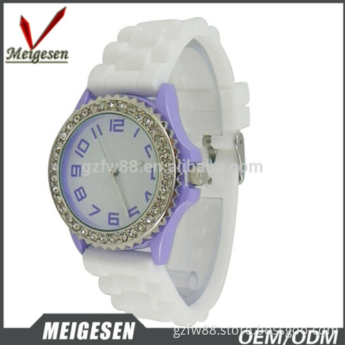 Gifts plastic case with crystals elegant silicon wristwatches ladies